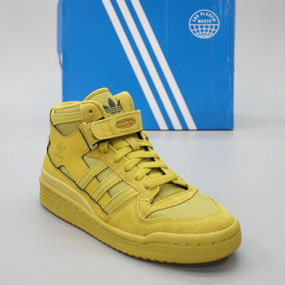Adidas Ladies 6 Forum Mid Pulse Olive Yellow/Green Suede Tennis Sneakers GY9518